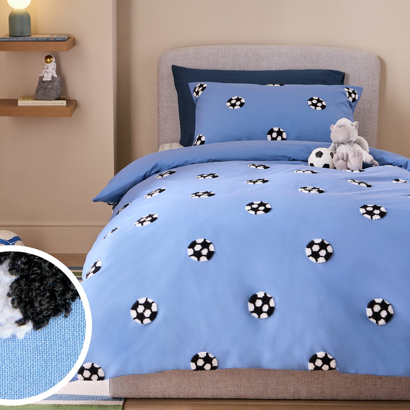 Argos Home Kids Tufted Football Blue Bedding Set