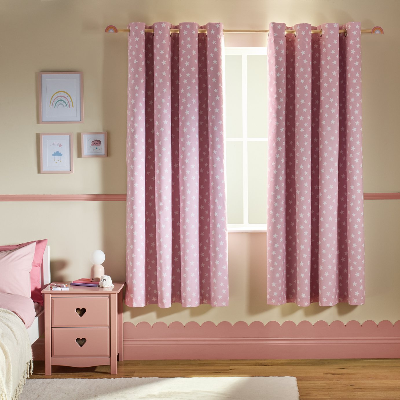 Argos Home Kids Blackout Star Eyelet Curtains - Pink