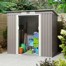 Rowlinson 6x4 Trentvale Metal Garden Pent Shed - Light Grey