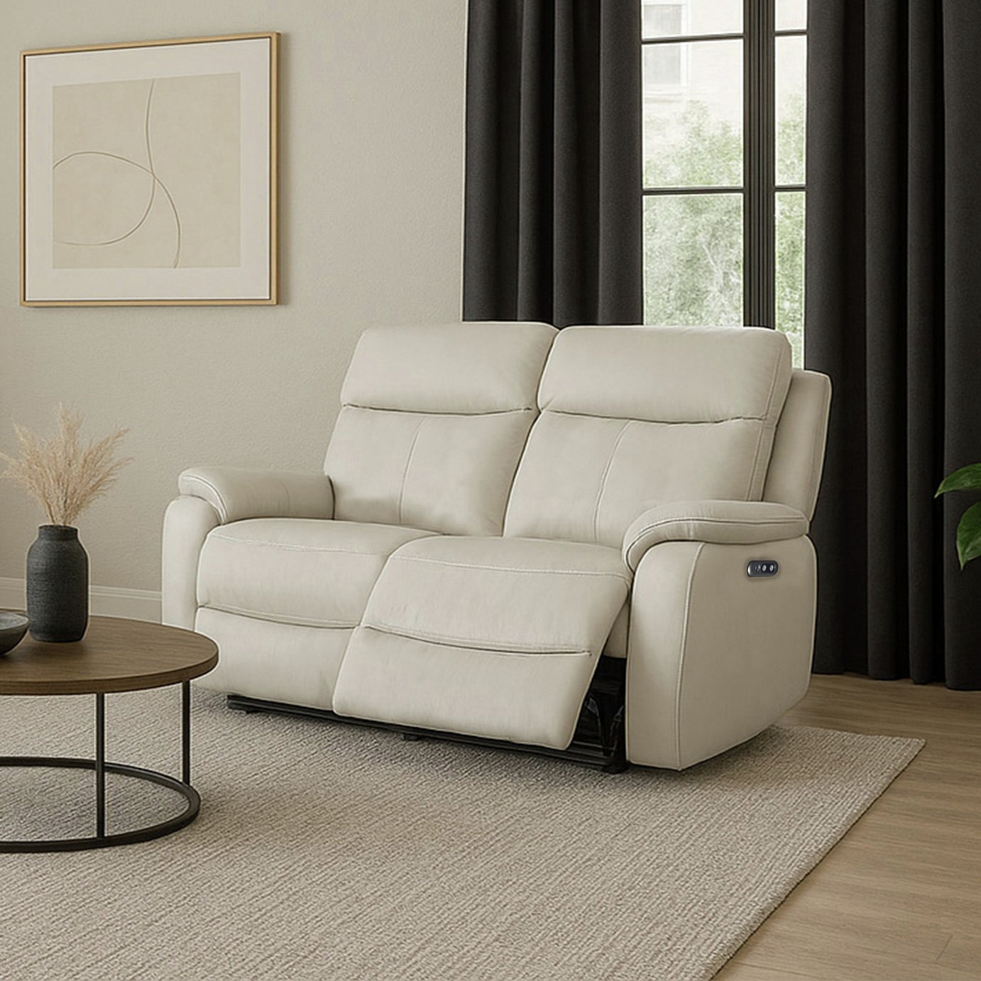 Aspire Kingsmere 2 Seater Power Recliner Sofa - Cream