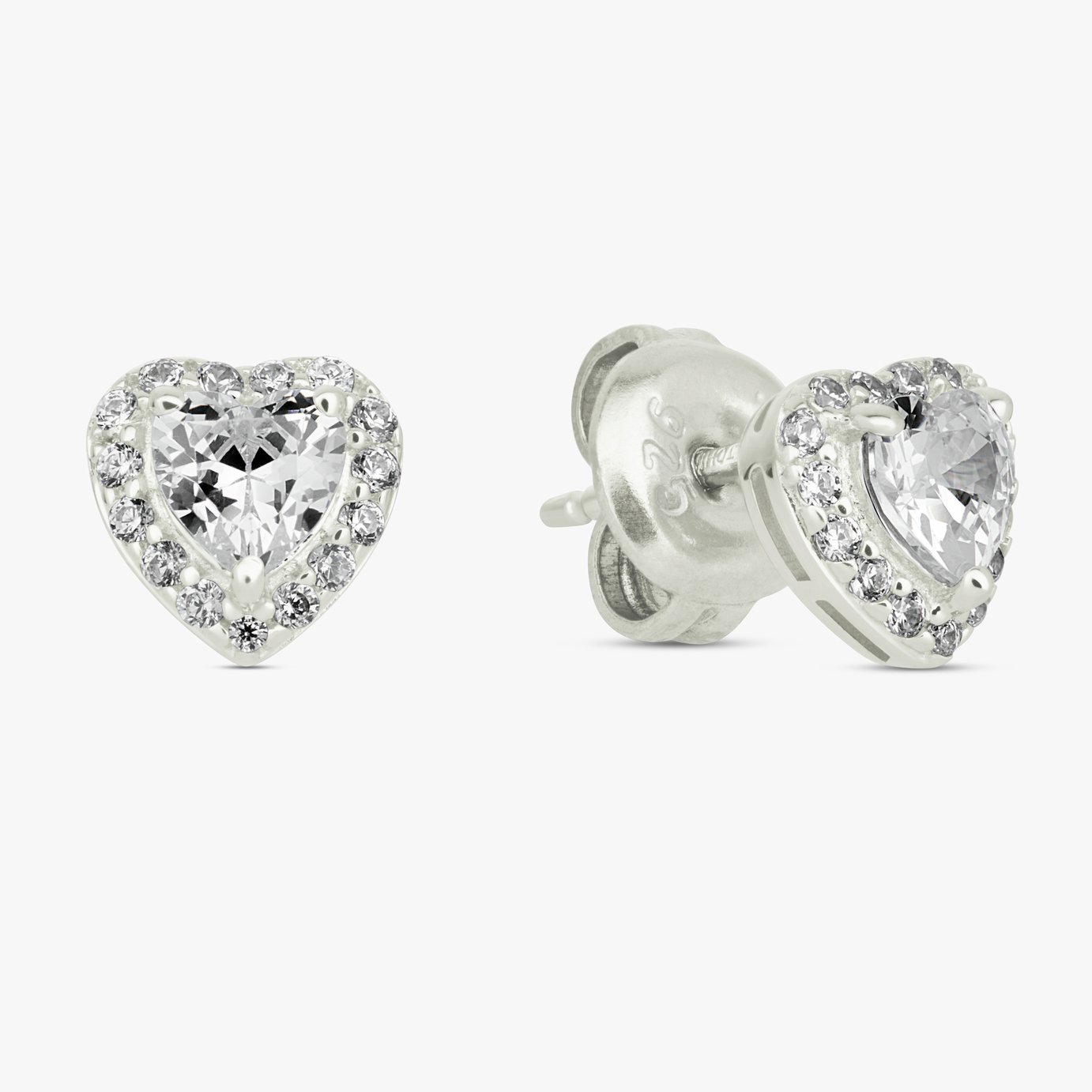 Revere Sterling Silver Cubic Zirconia Heart Stud Earrings