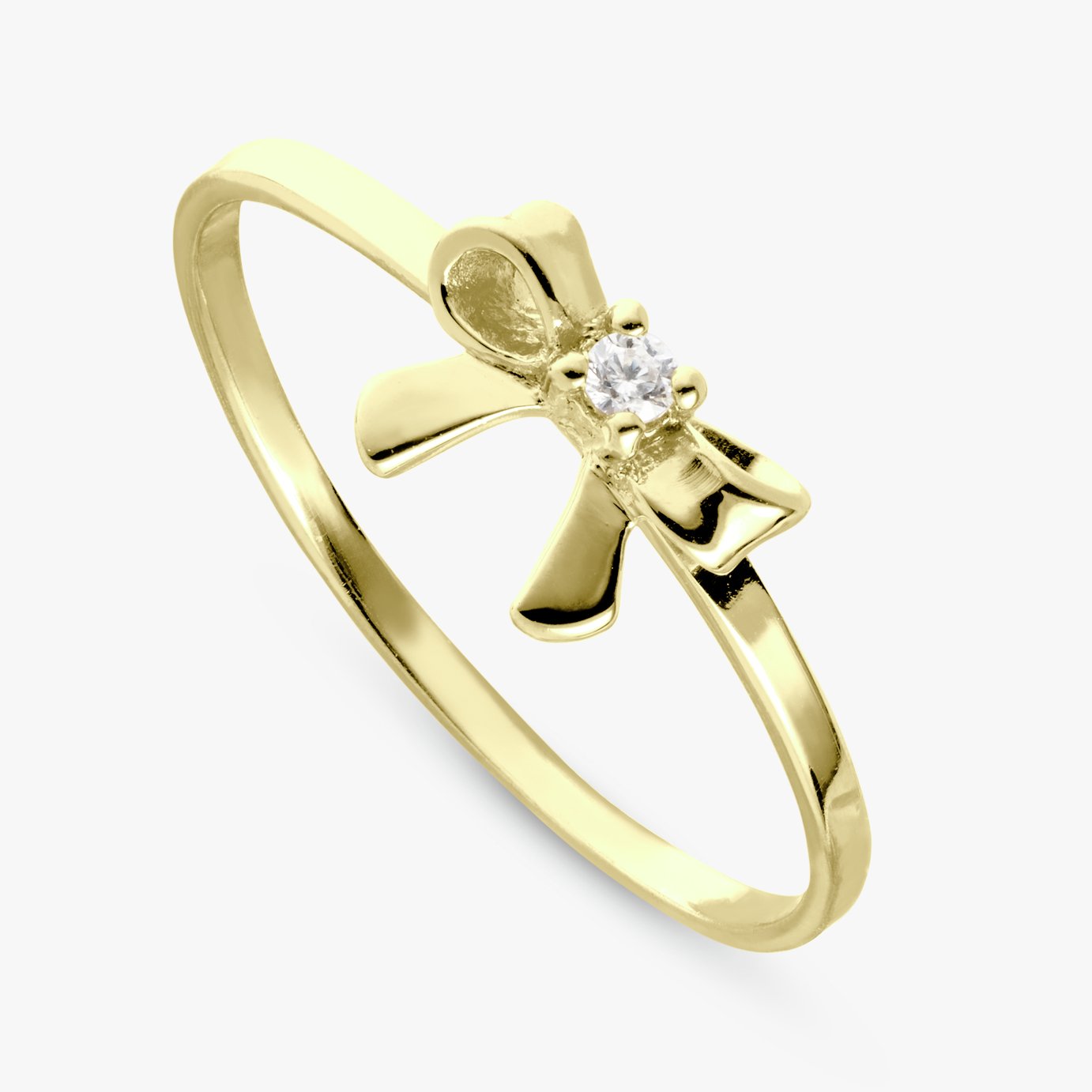 Revere Gold Plated Silver Stone Set Bow Ring - Medium