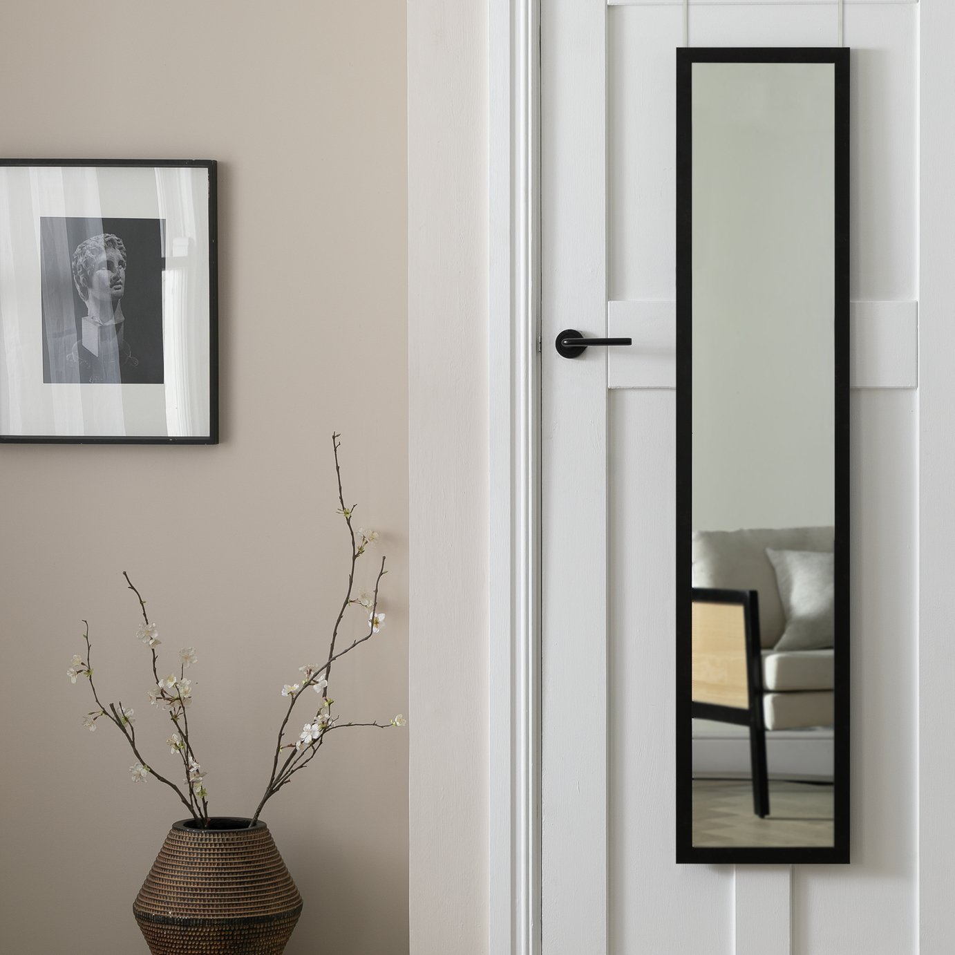  Home Essentials Black Full Length Over the Door Mirror