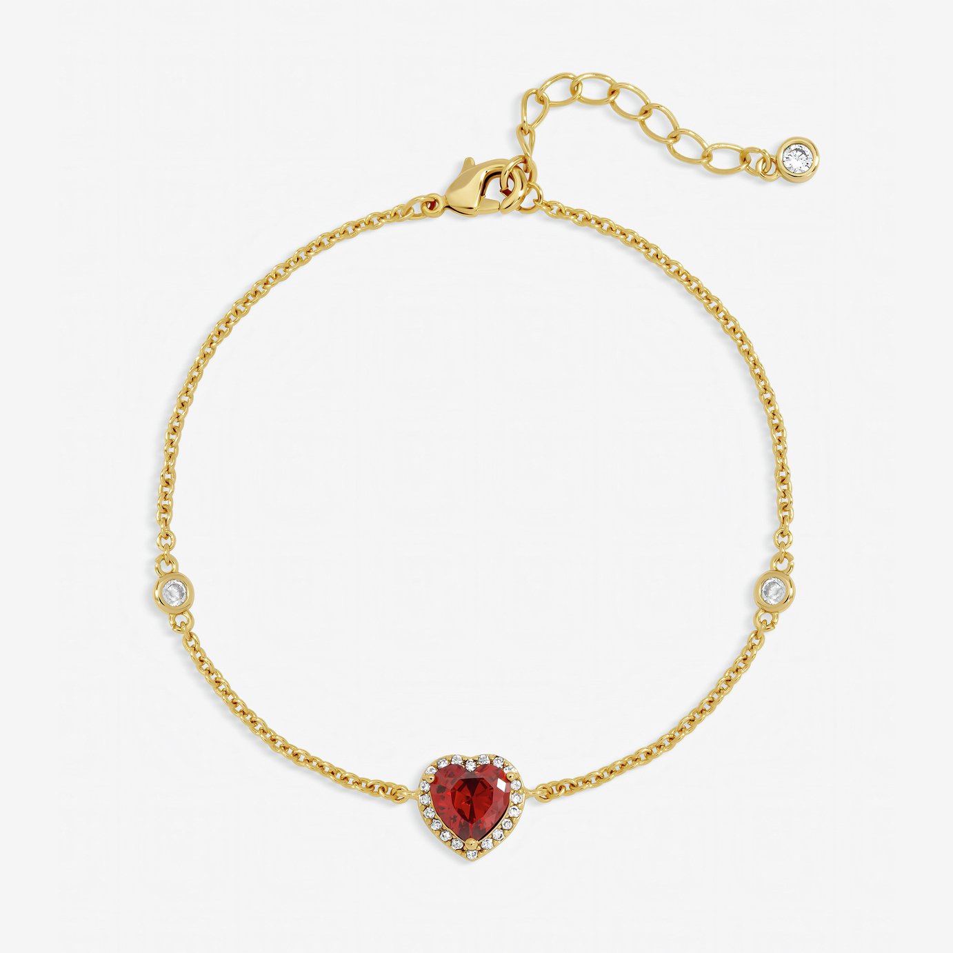 Jon Richard Gold Plated Red Heart Drop Bracelet