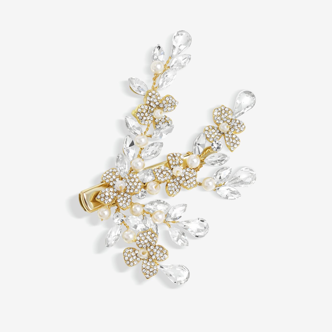 Jon Richard Gold Plated Crystal Spray Floral Hair Slide