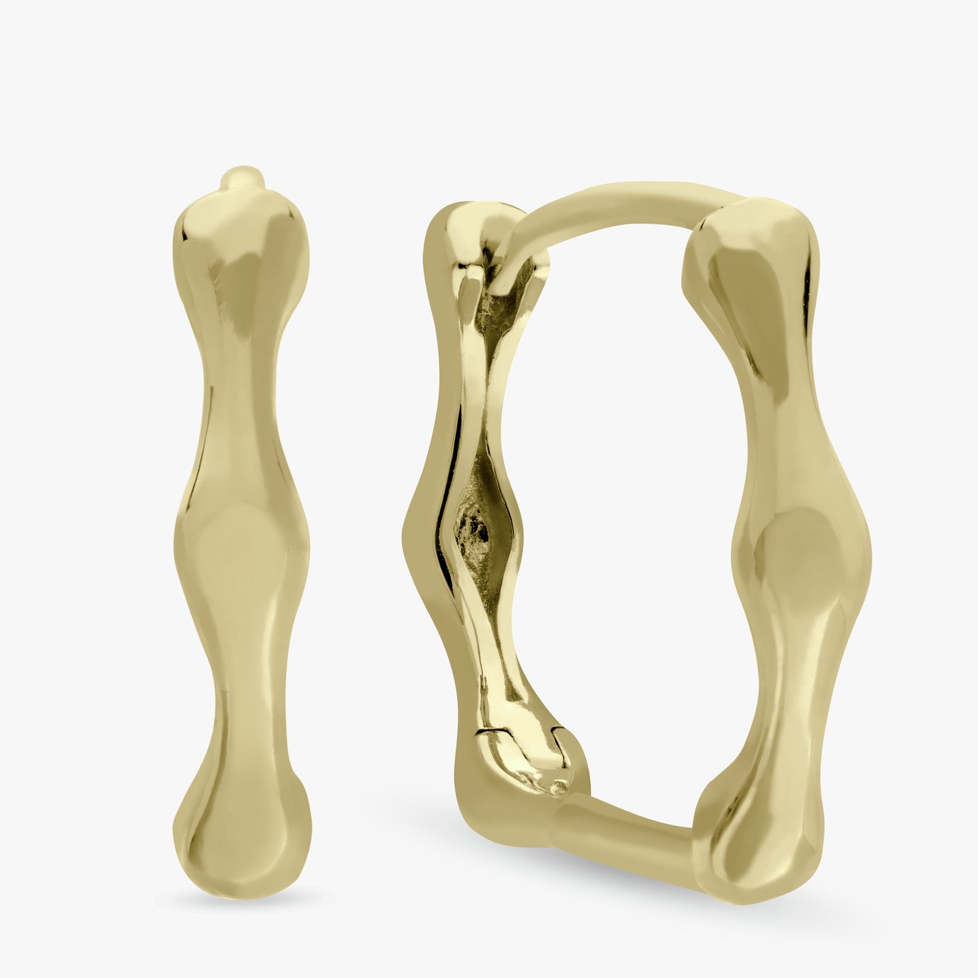 Revere Gold Plated Sterling Silver Bamboo Huggies Earrings