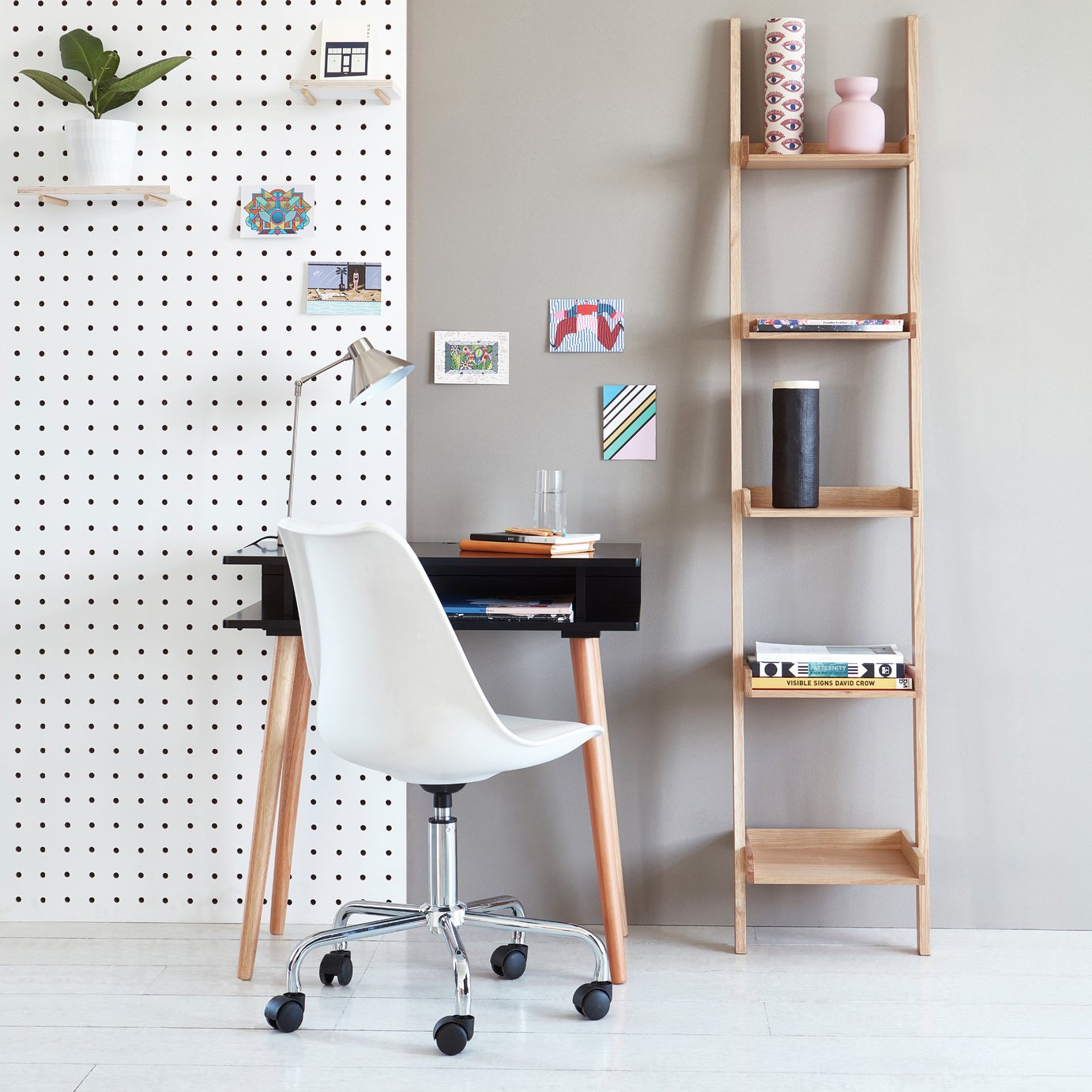 Habitat Jessie Oak Veneer Narrow Ladder Shelf