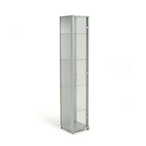 Silver glass display deals cabinet