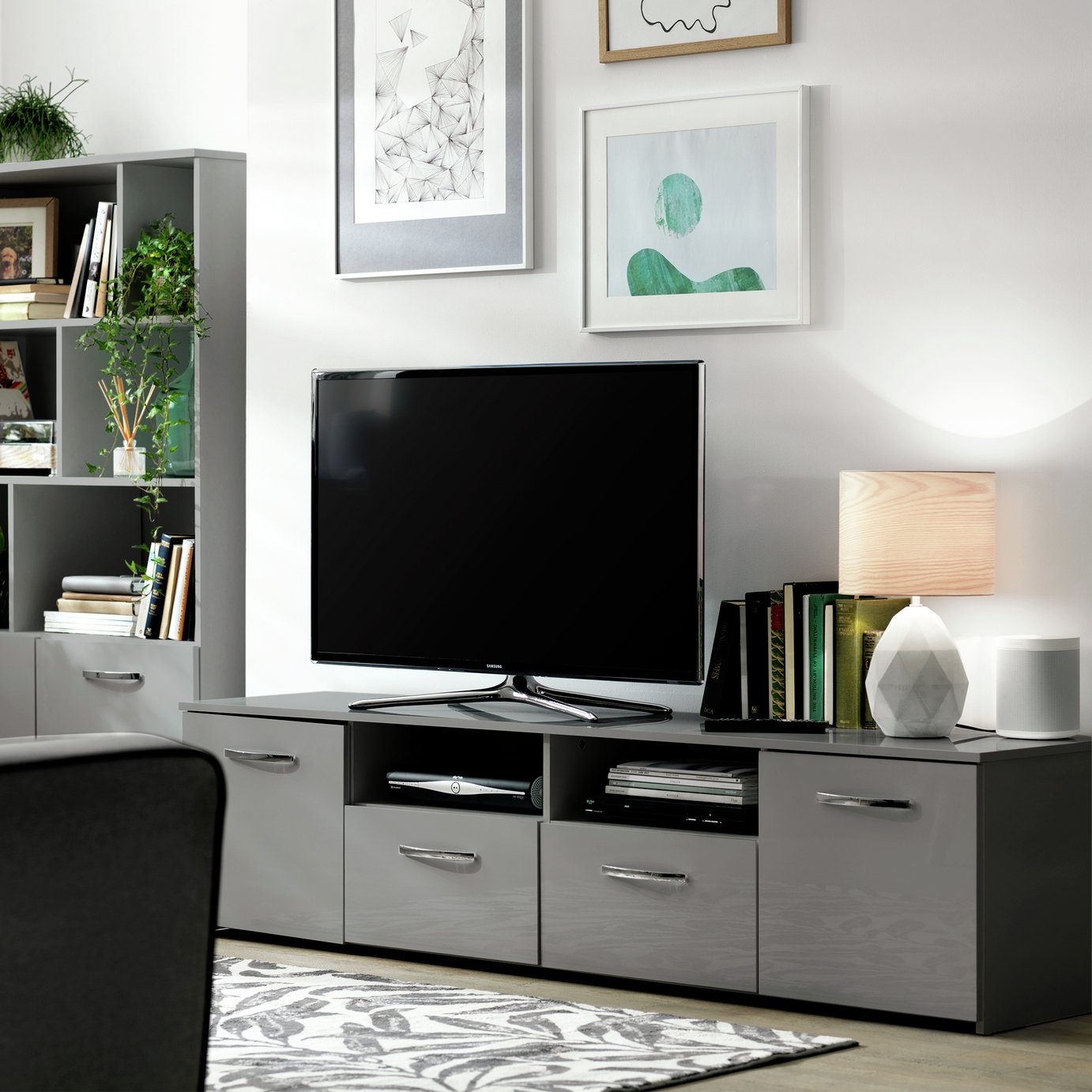 Argos Home Hayward 2 Door TV Unit - Gloss Grey