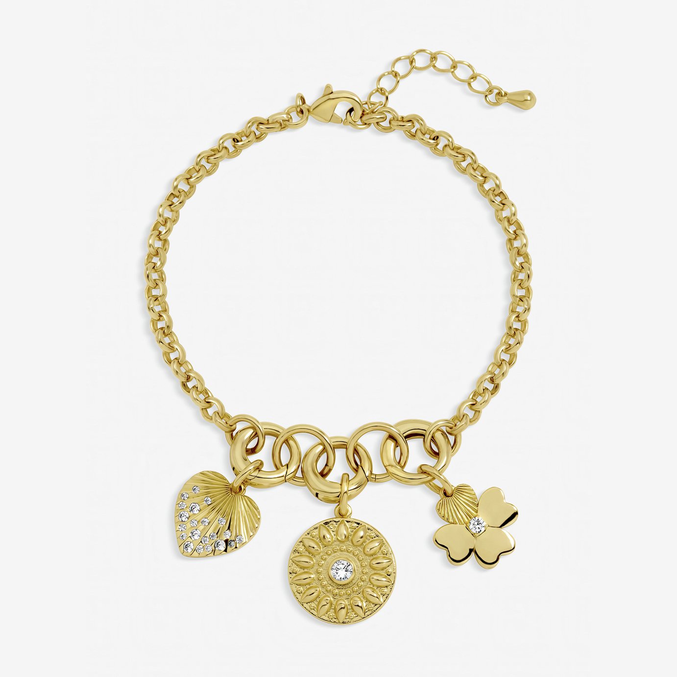 Inicio Gold Plated Multi Charm Bracelet In Gift Pouch