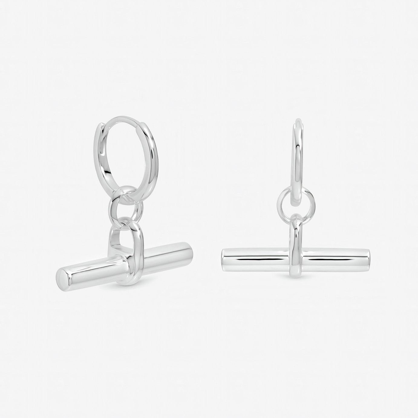 Inicio Silver Plated T-Bar Hoop Earrings