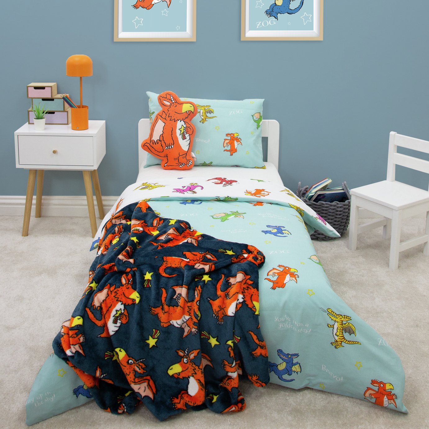 Zog Kids White & Blue Bedding Set