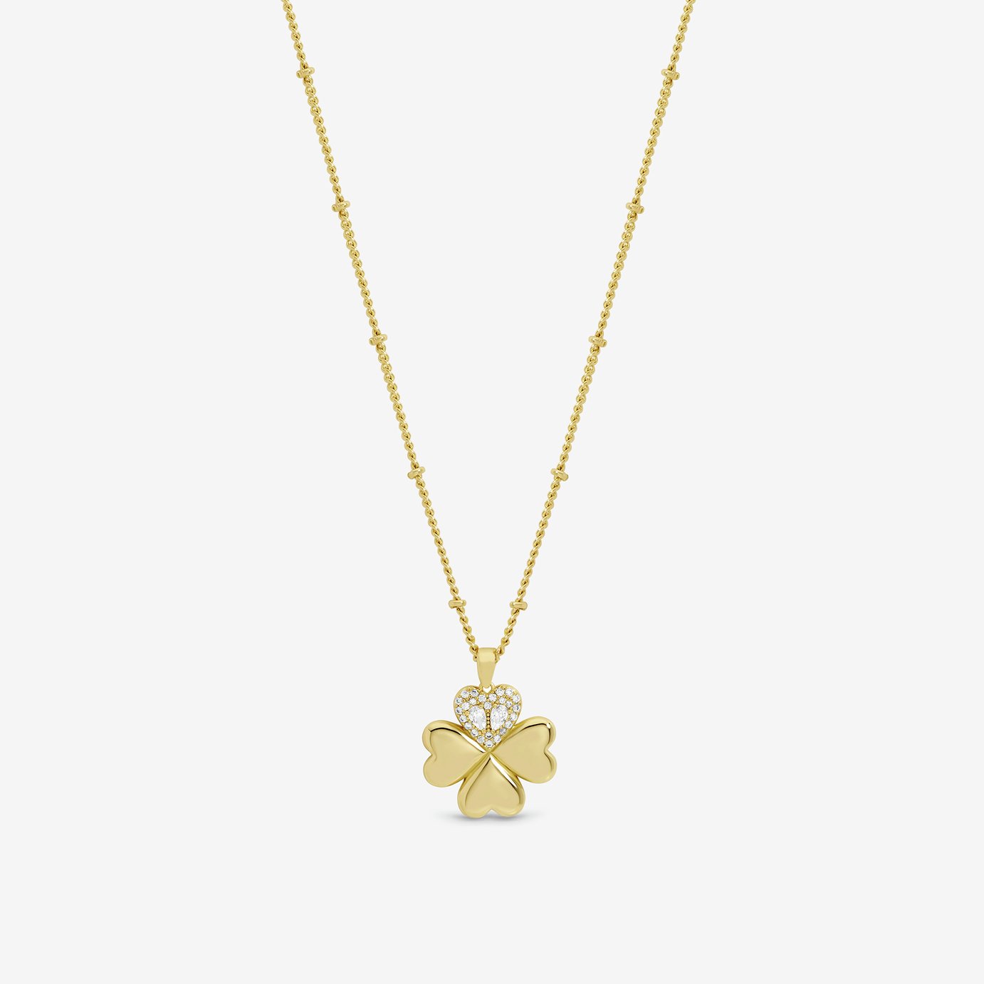 Inicio Gold Plated Crystal Clover Pendant Necklace