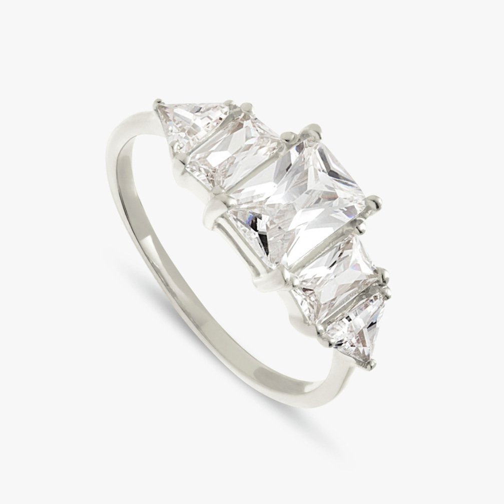 Revere Sterling Silver Cubic Zirconia Trillion Ring