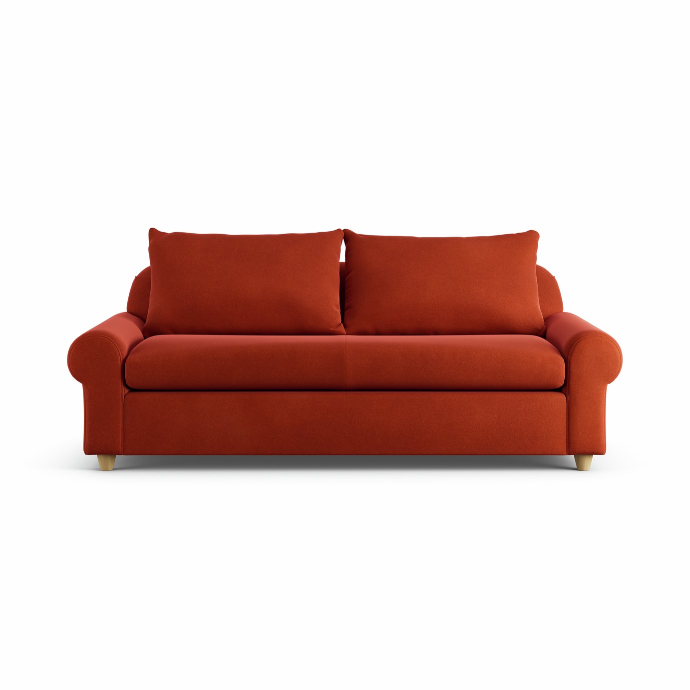 Habitat Whitby Velvet 3 Seater Sofa - Burnt Orange - Ash Leg