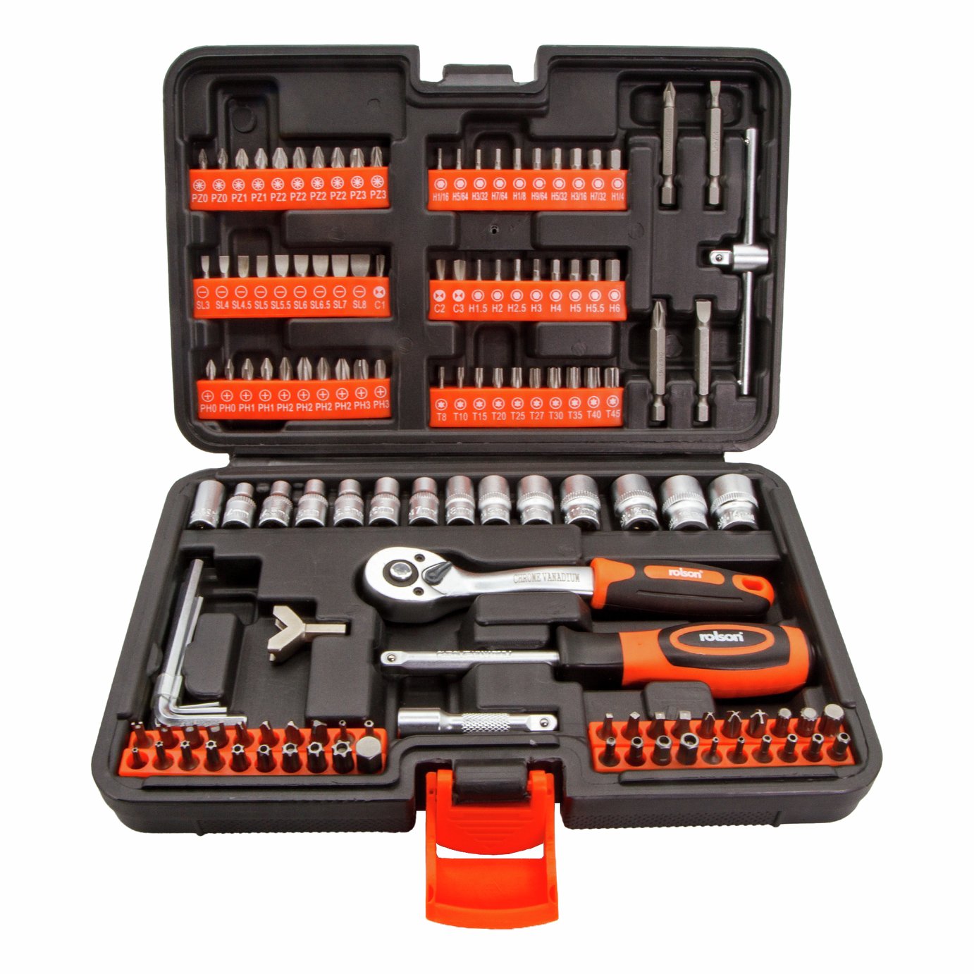 Rolson 130 Piece Quarter?Inch Drive Ratchet and Socket Set