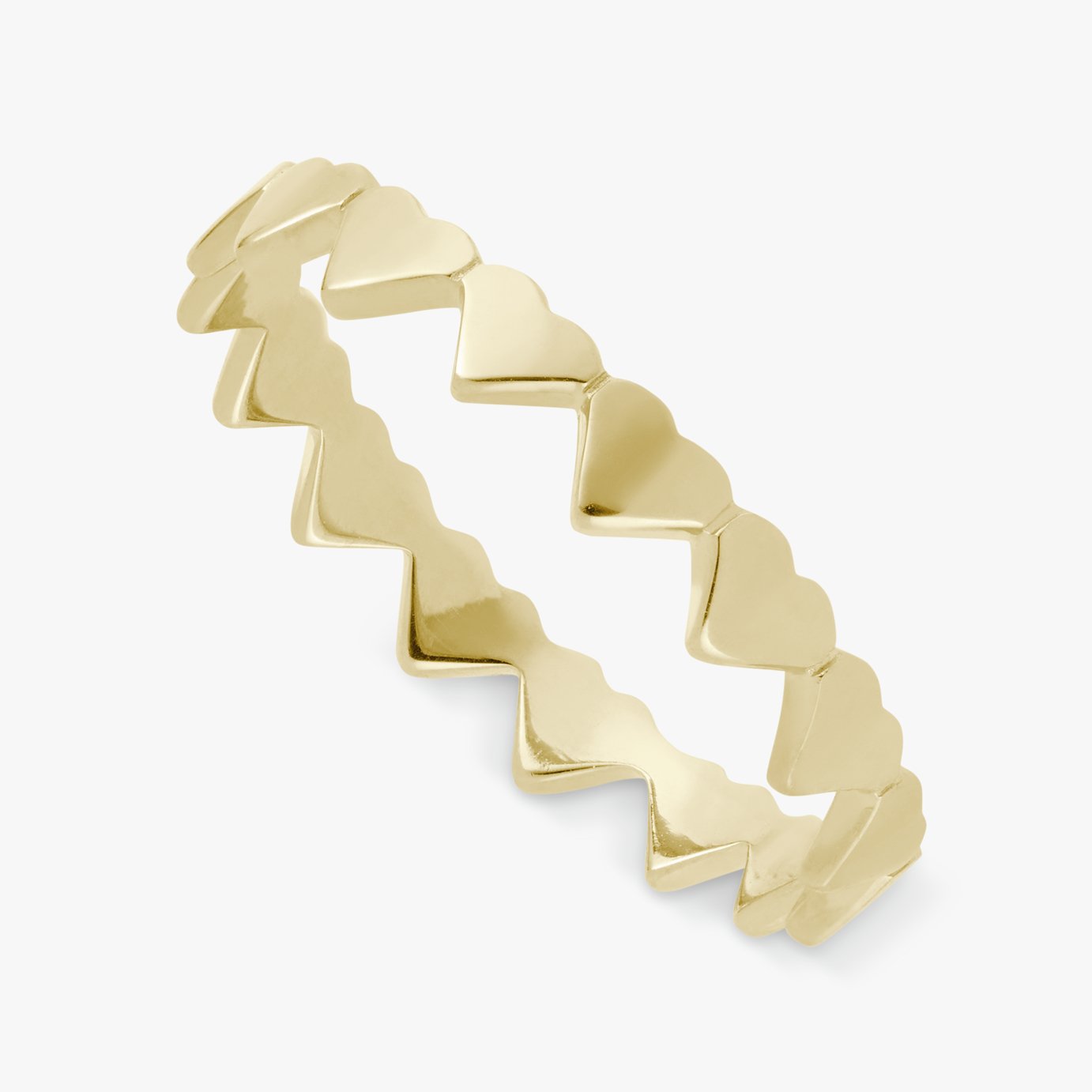 Revere Gold Plated Sterling Silver Heart Band Ring - Medium