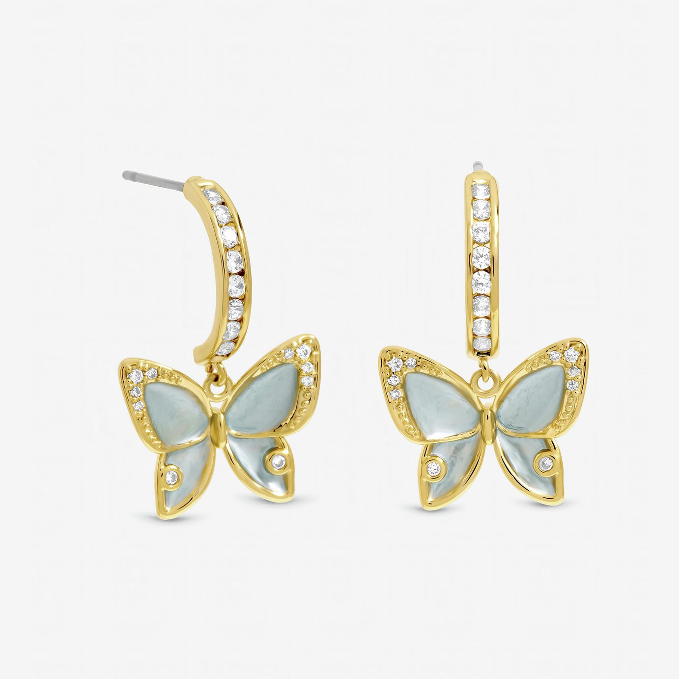 Jon Richard Gold Plated Pave Blue Butterfly Half Hoops