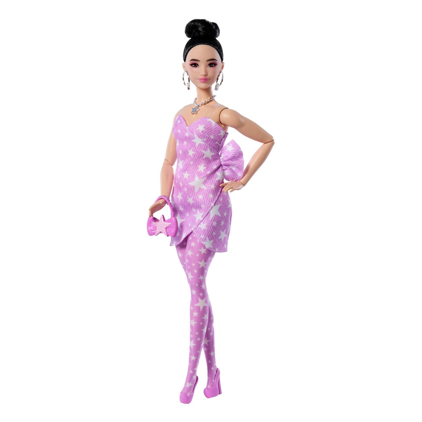 Barbie Deluxe Style Doll in Pink Denim Star-Print Dress 32cm