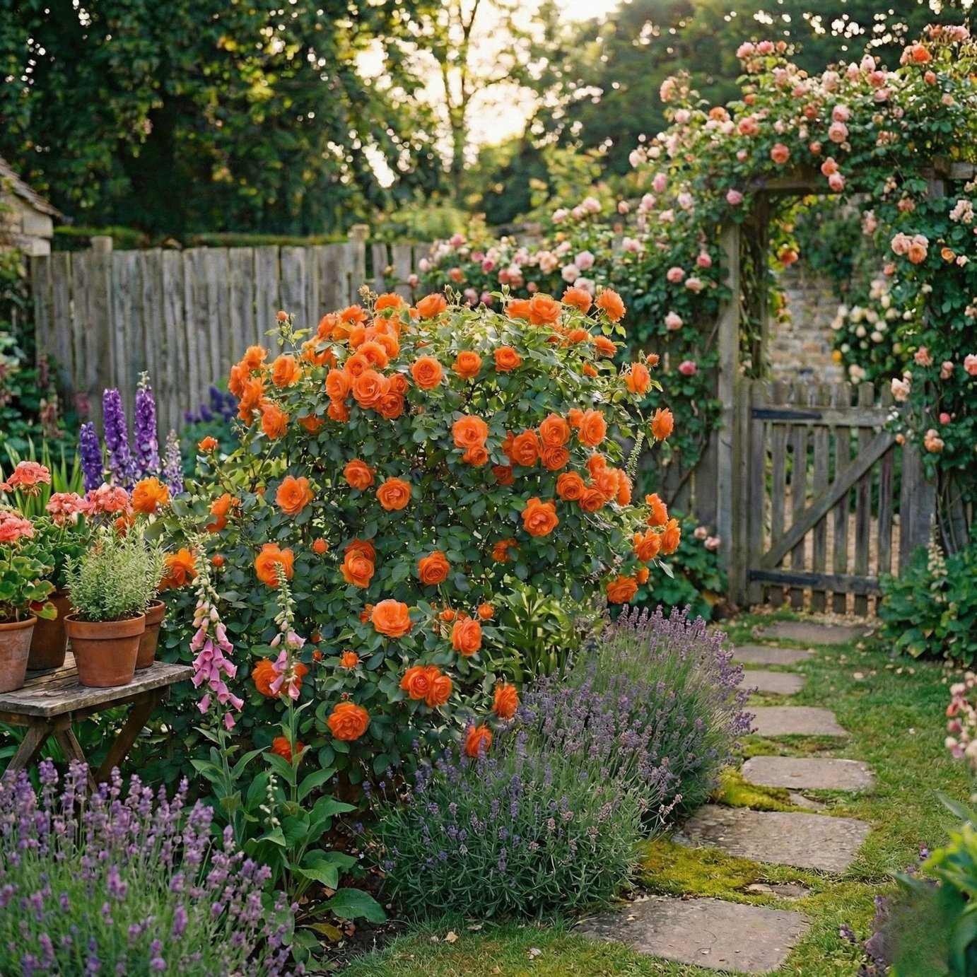 Accelopack Patio Bush 90cm Orange Rose