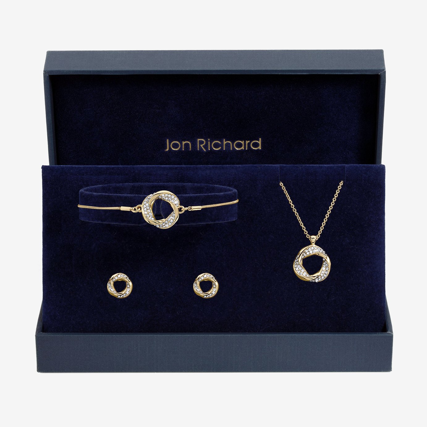 Jon Richard Gold Plated and Crystal Open Knot Gift Set