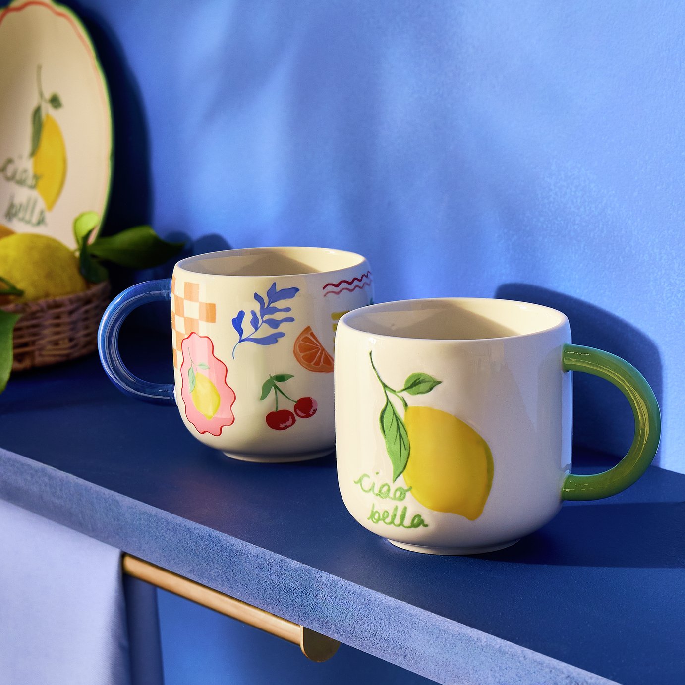 Argos Home Med Coastal Set of 2 Stoneware Mugs - Cream