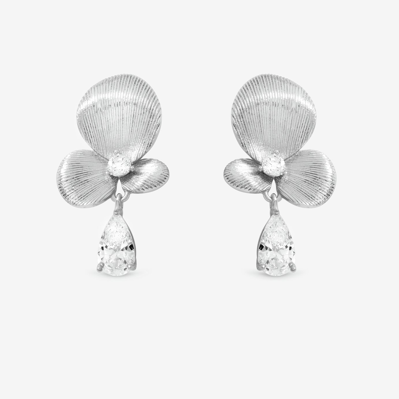 Inicio Silver Plated Satin Floral Drop Earrings