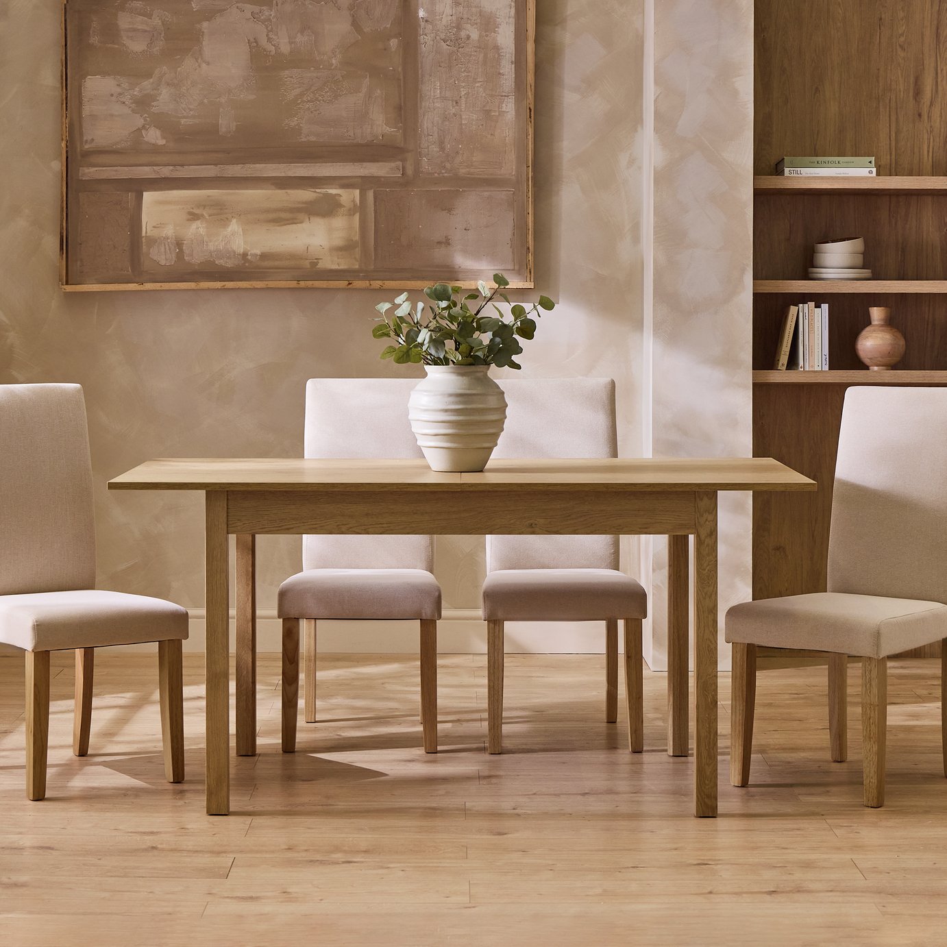 Argos Home Sendi Extend Wood Effect 6-8 Dining Table - Natural