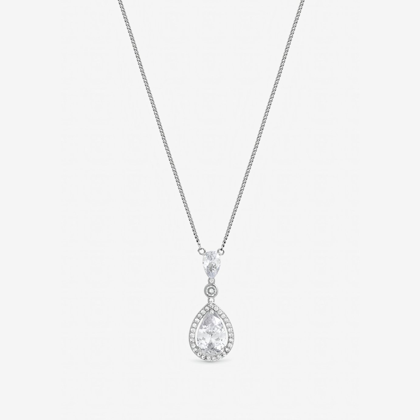 Jon Richard Rhodium Plated Cubic Zirconia Pendant
