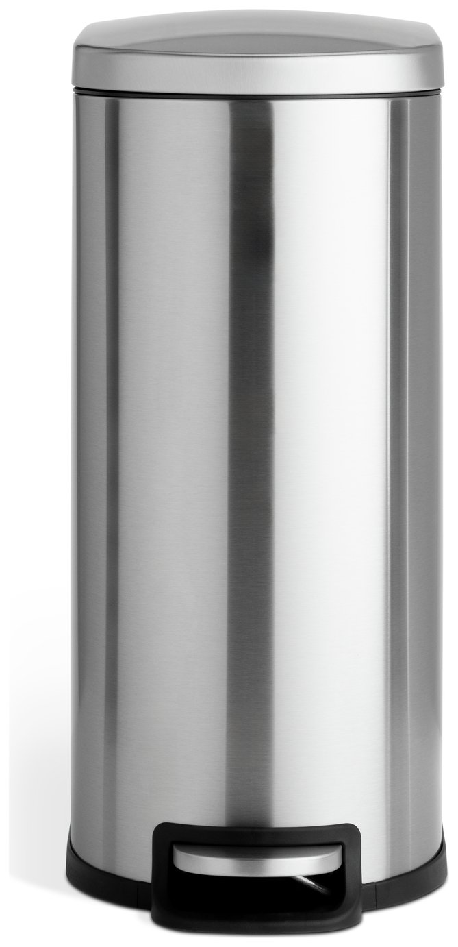 Habitat 40 Litre Brushed Finish Slim Pedal Bin -Black/Silver