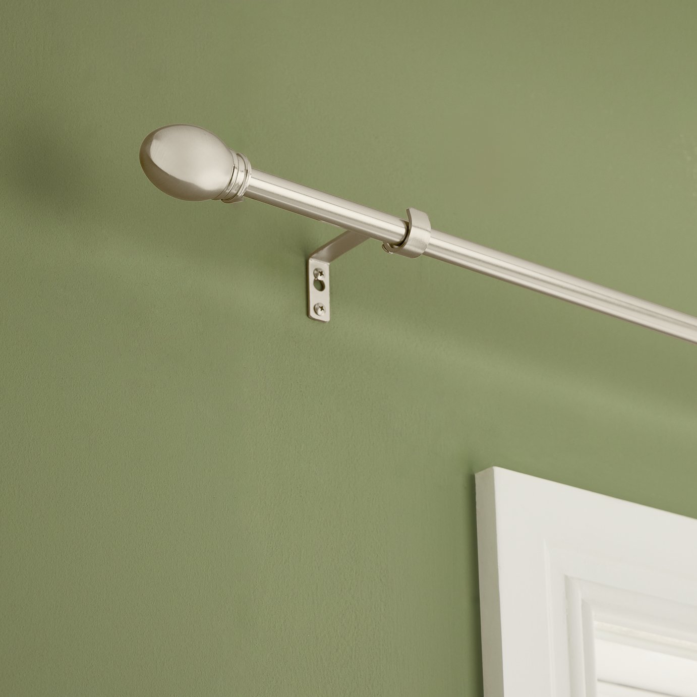 Argos Home Extendable Metal Pommel Satin Nickel Curtain Pole - 120 - 210cm