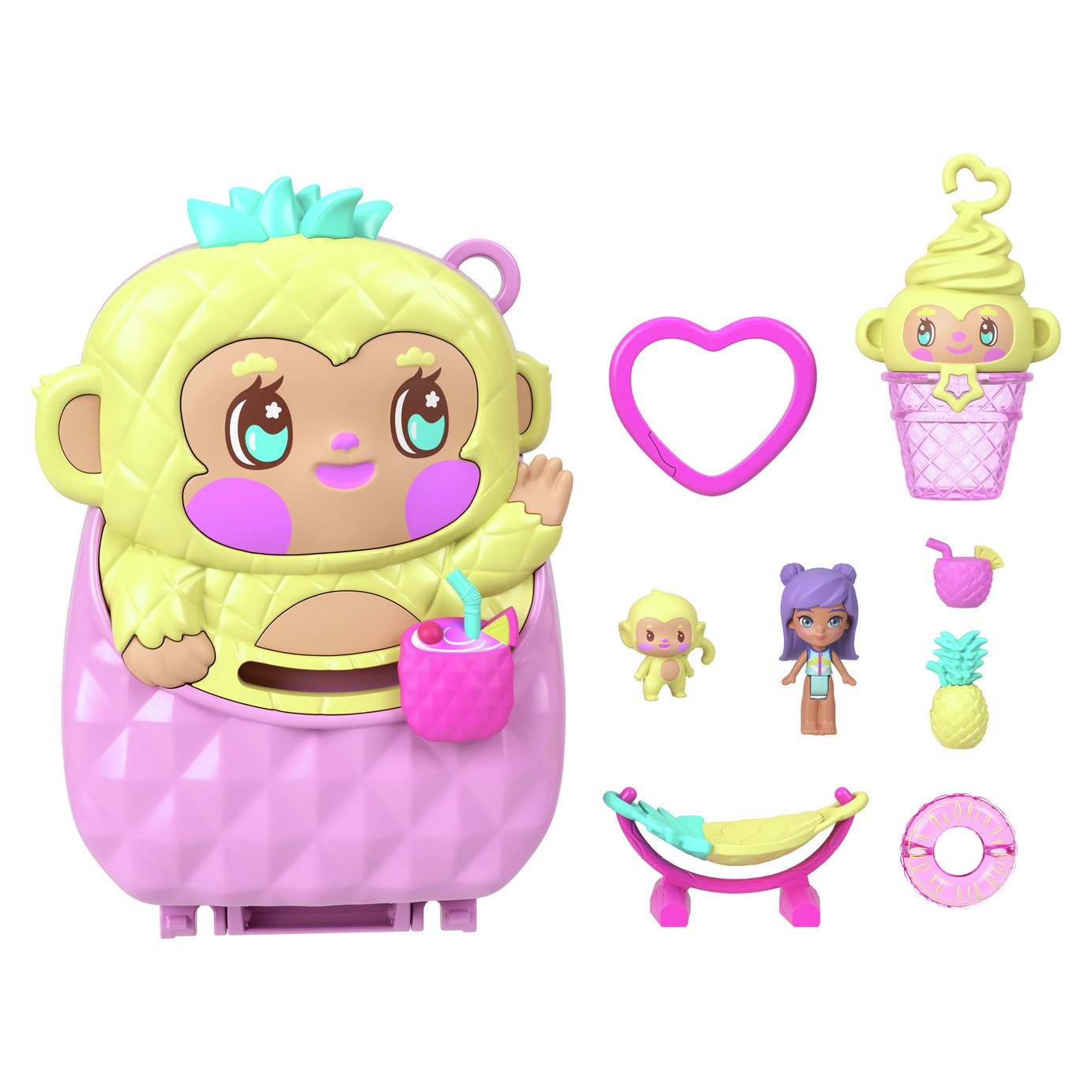 Polly Pocket Pineapple Monkey Compact Doll Playset