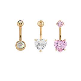 State of Mine Gold Stainless Steel Heart Belly Bars Set of 3