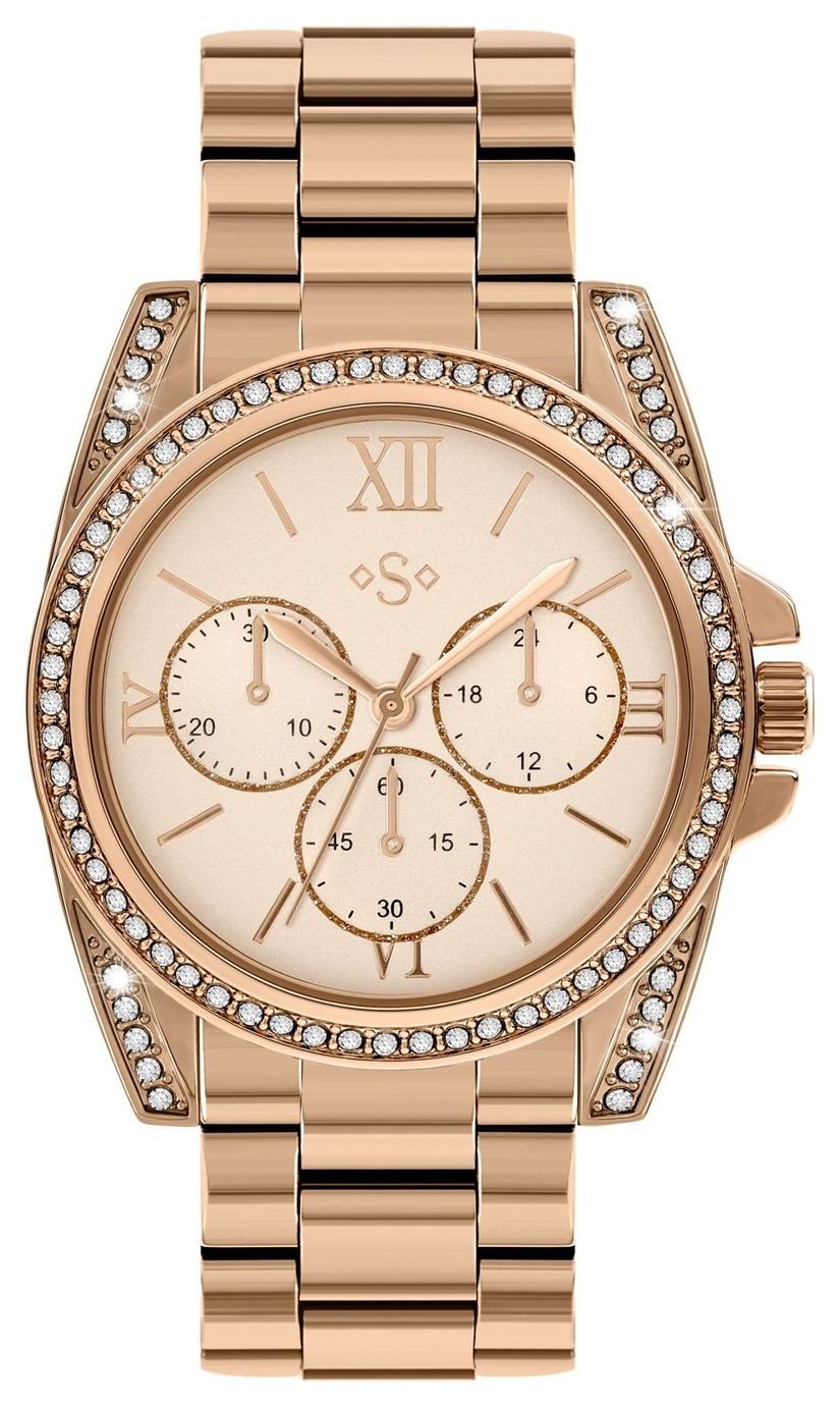 Spirit Ladies Rose Gold Tone Stone Set Bracelet Watch