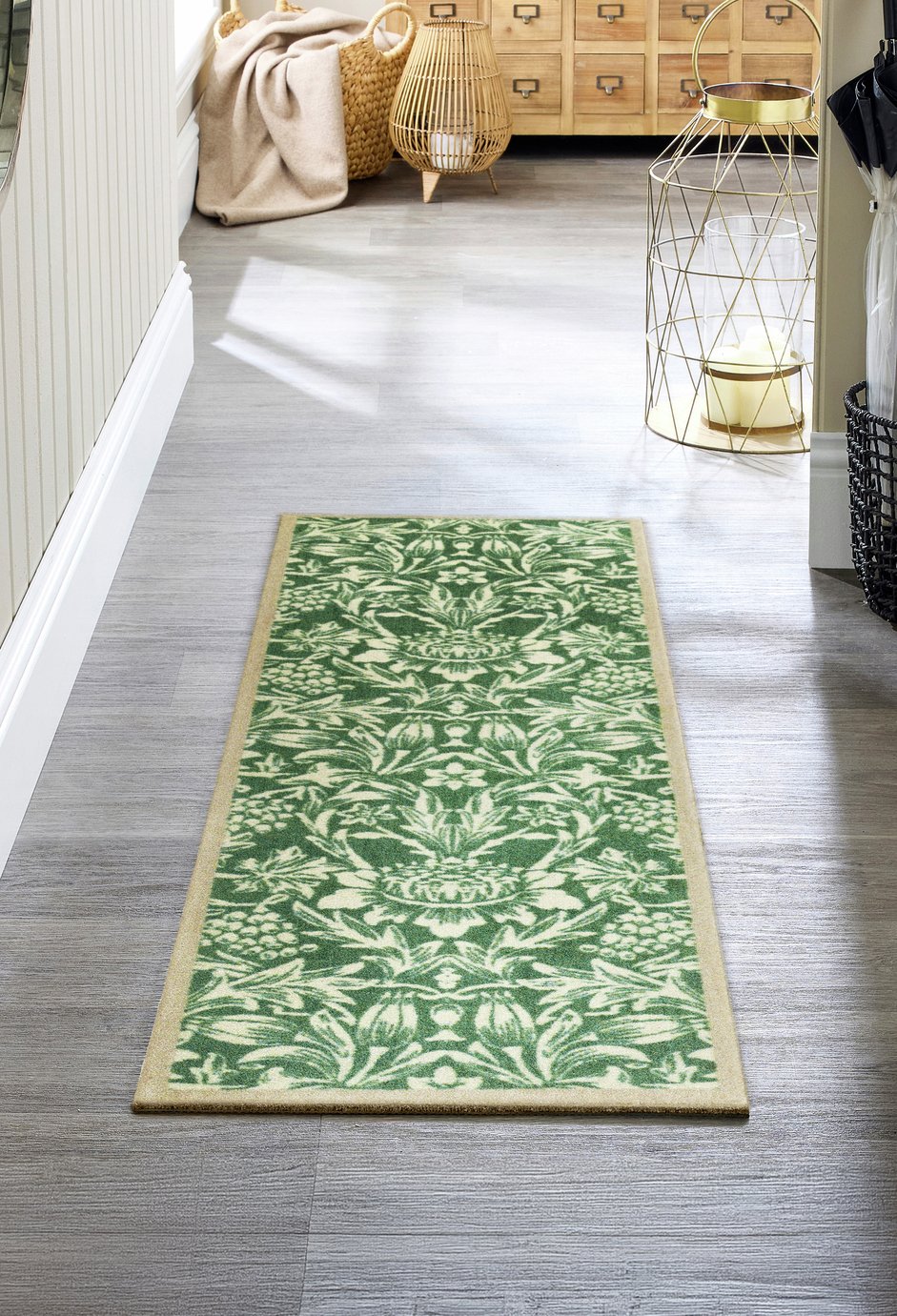 My Mat Heritage Green Short Pile Runner - 50x150cm
