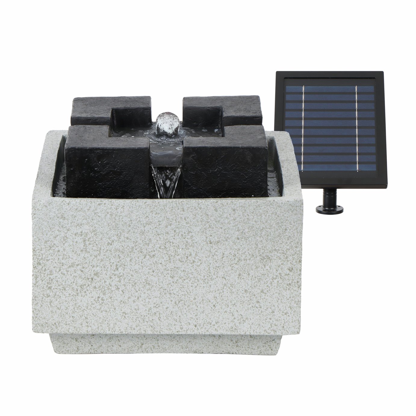 Streetwize Garden Square Raised Solar Water Fountain - Grey
