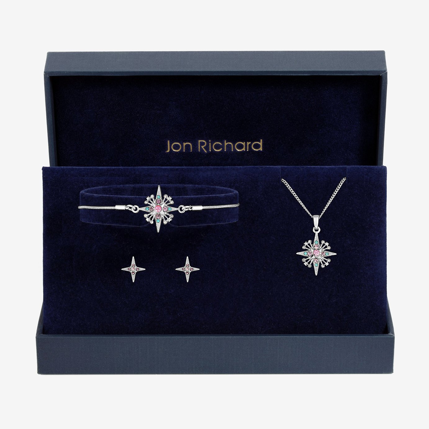 Jon Richard Silver Plated Diamond Cut Star Trio Gift Set