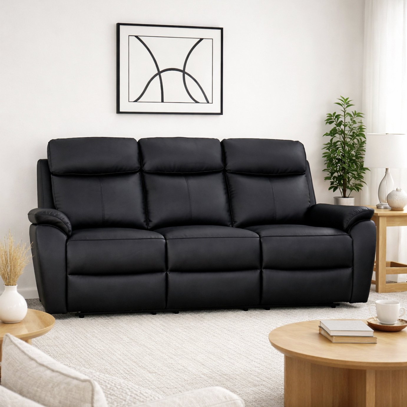 Aspire Kingsmere 3 Seater Power Recliner Sofa - Black