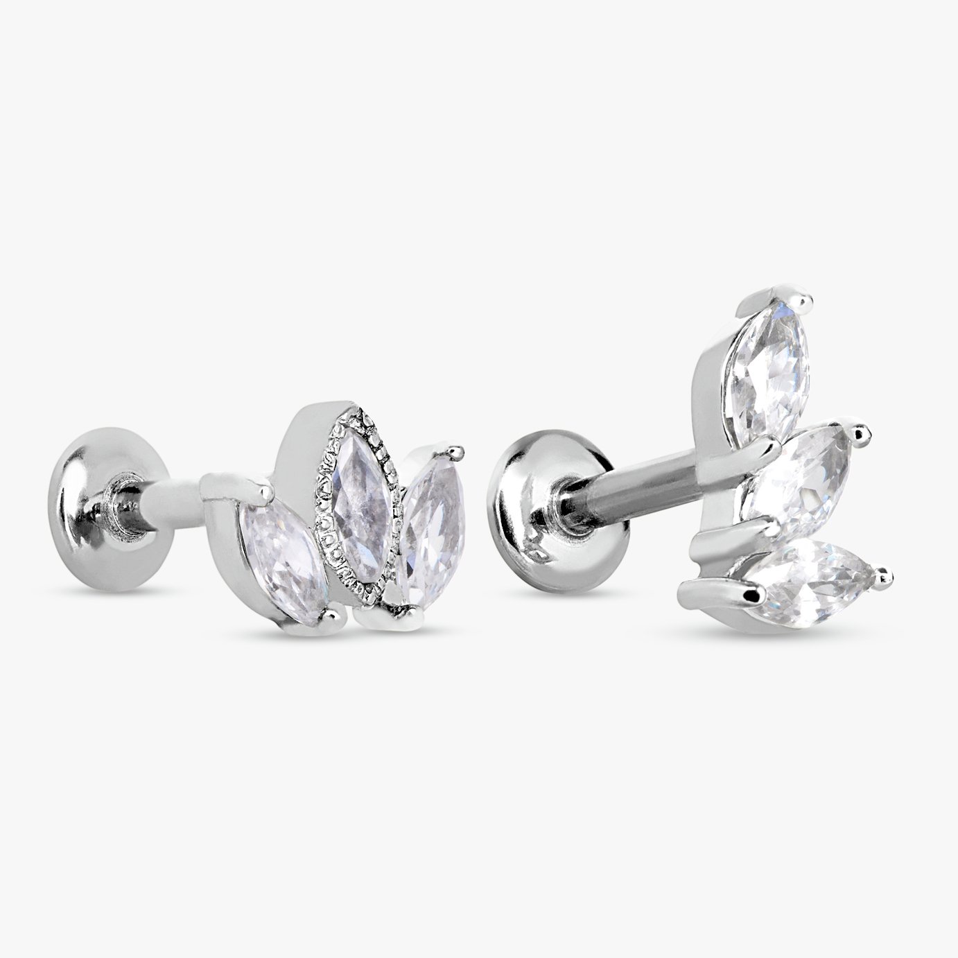 Revere Surgical Steel Marq Flatback Stud Earrings - Set of 2