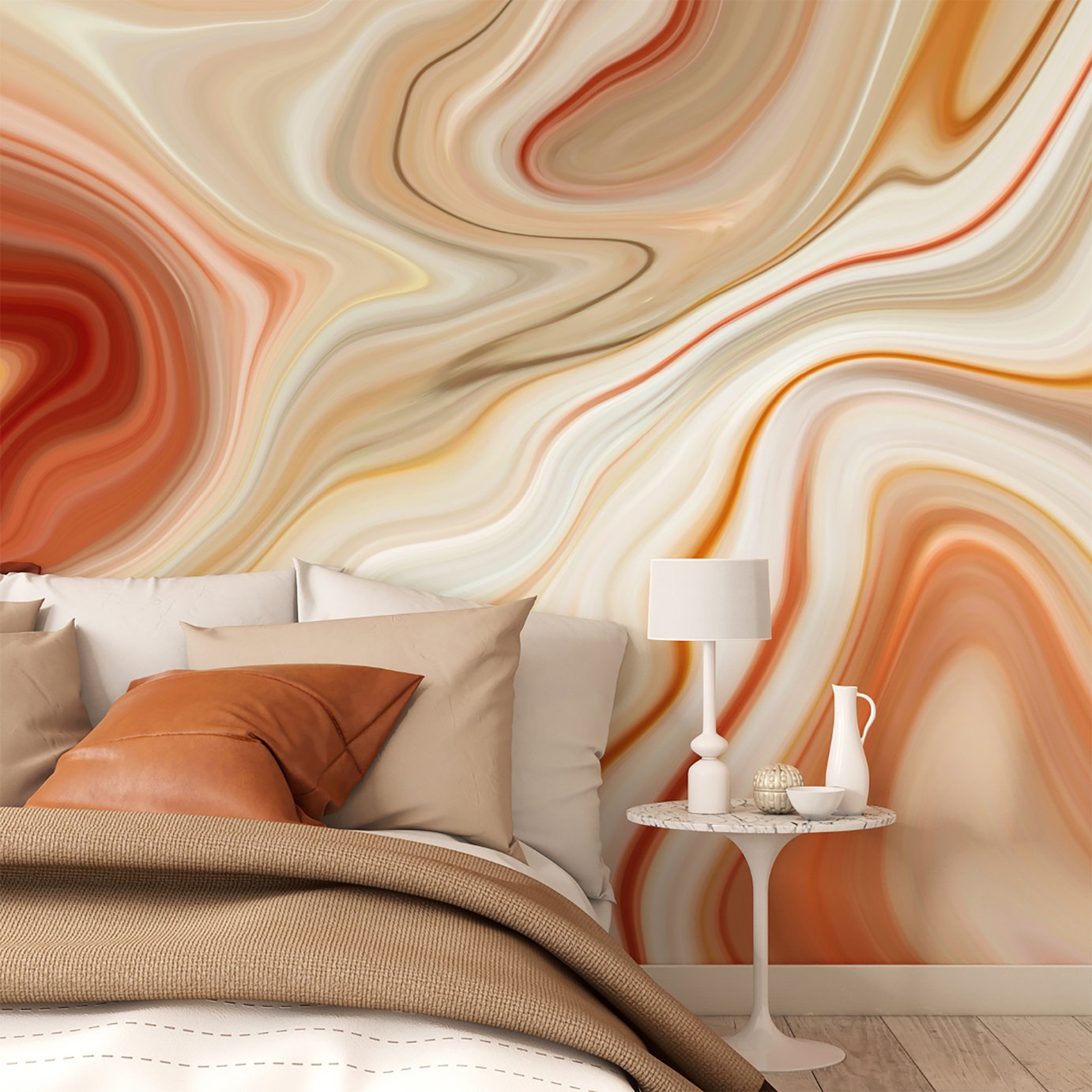 Origin Murals Marbled Ink Cinnamon Wall Mural