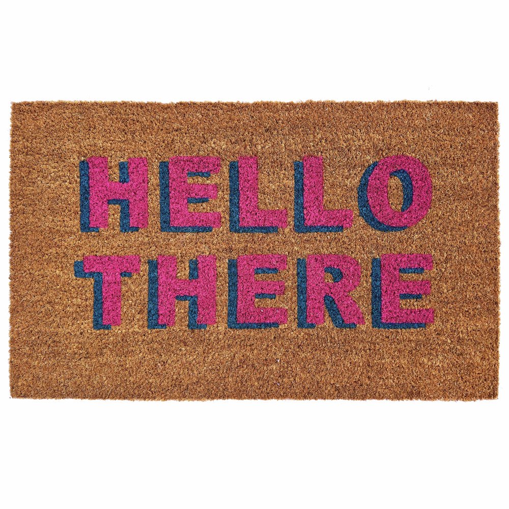 My Mat Printed Coir Hello There Pink Doormat - 45x75cm