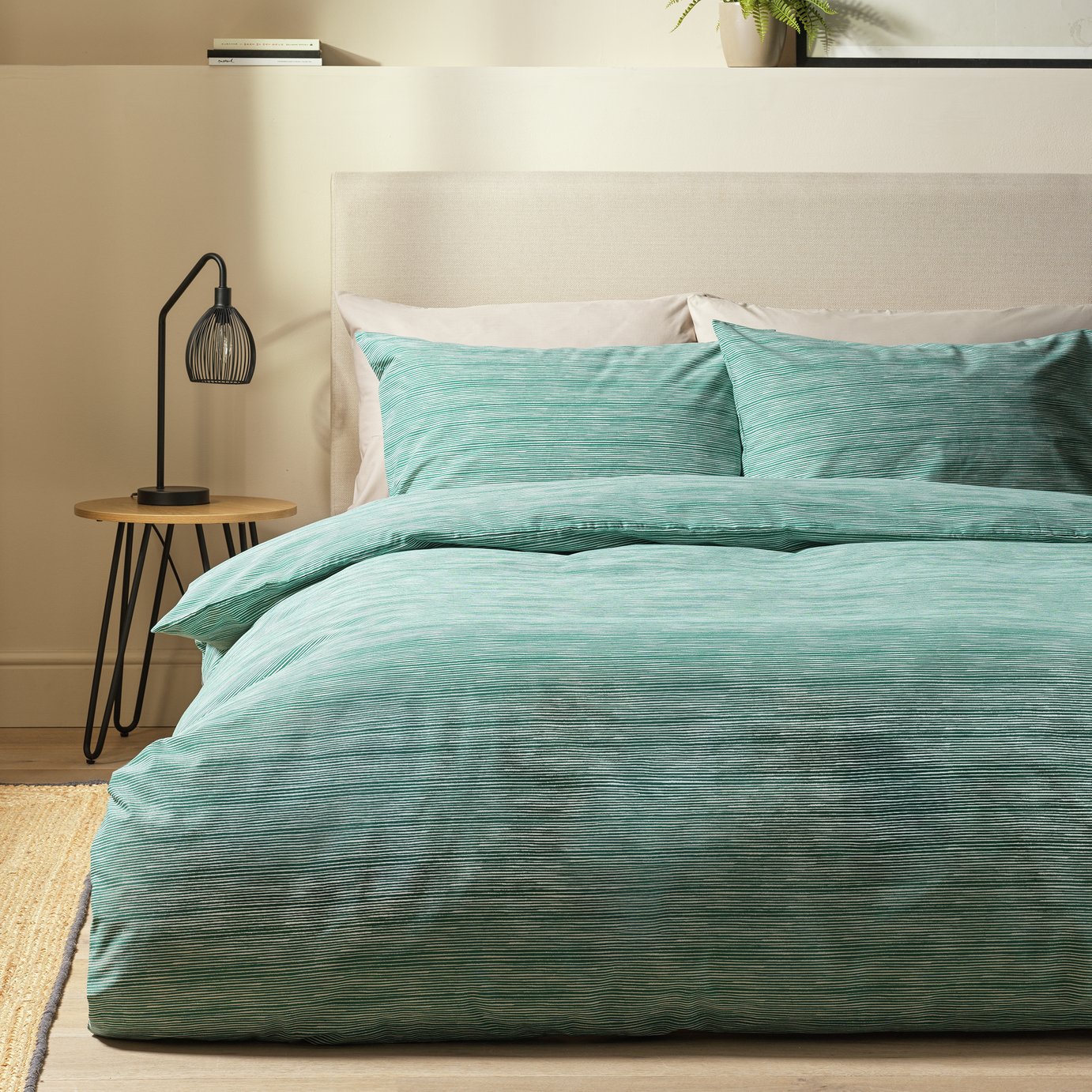 Argos Home Stockholm Stripe Teal Bedding Set - Double