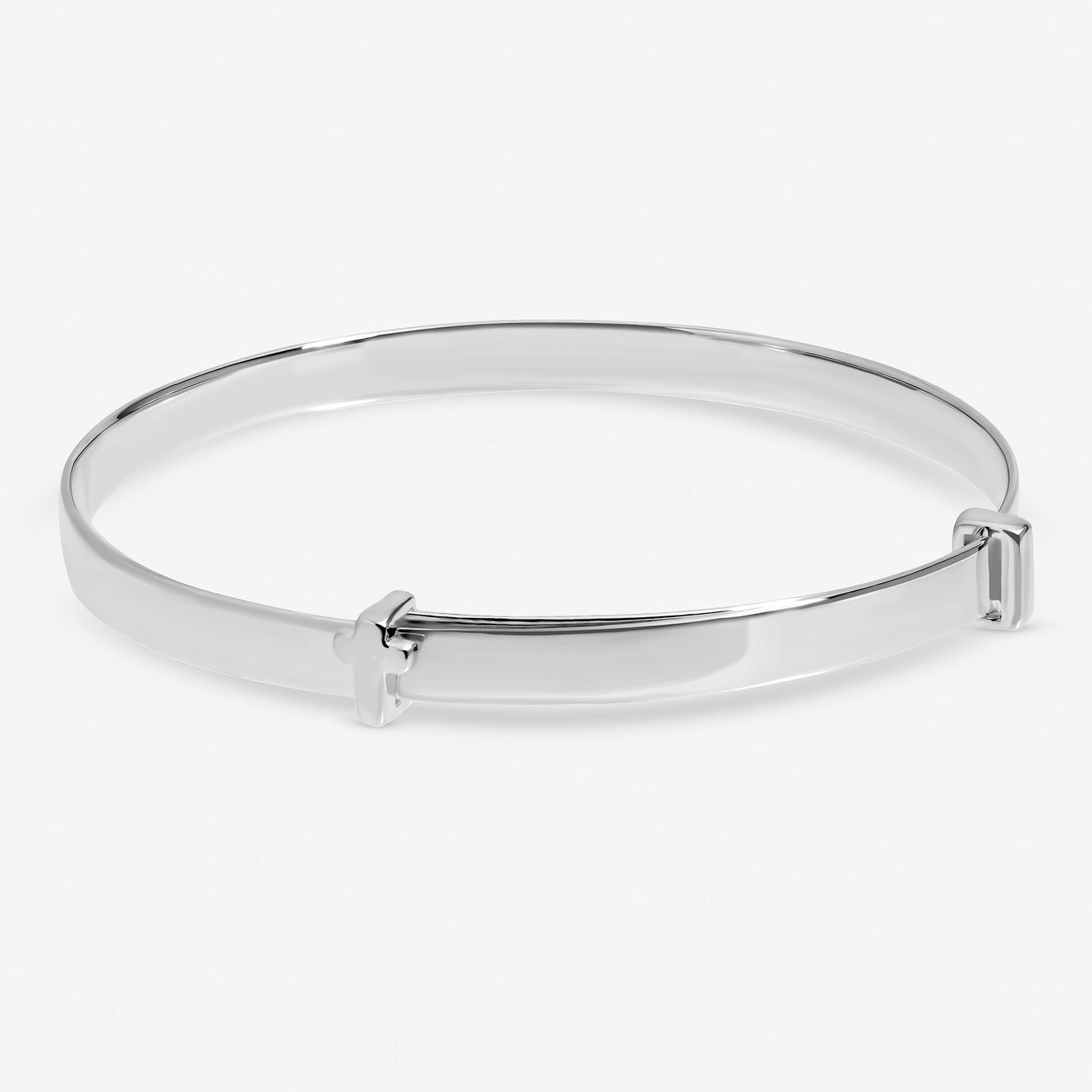 Inicio Silver Plated Christening Cross Bangle In Gift Pouch