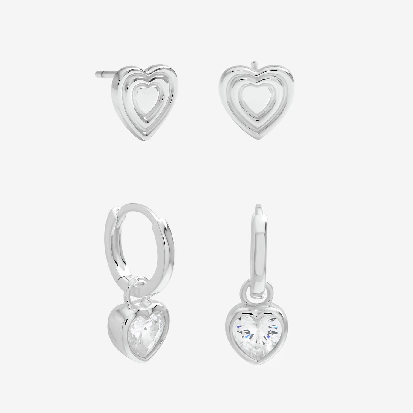 Inicio Silver Plated Heart Earrings - Pack of 2