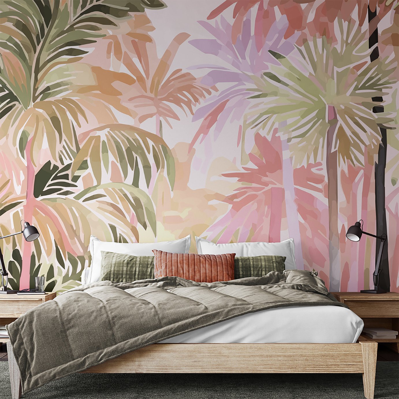 Origin Murals Pretty Palms Natural Blush Wall Mural