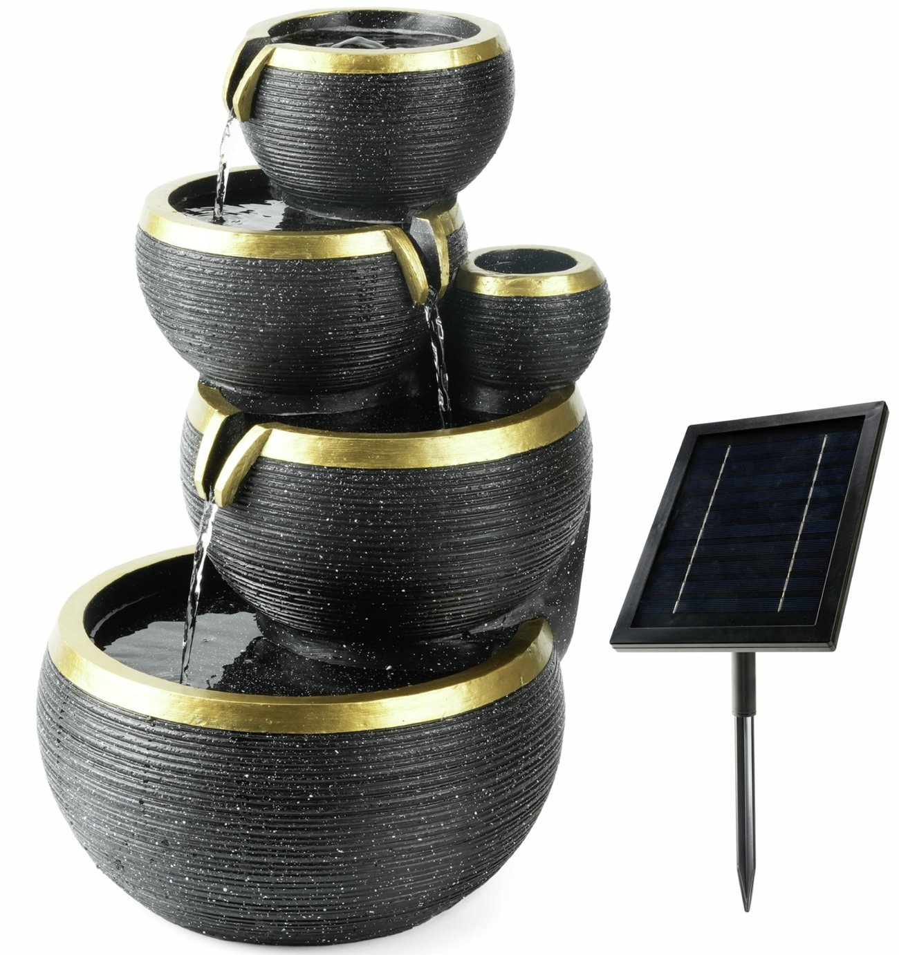 Streetwize Garden Solar Water Feature - Black And Gold