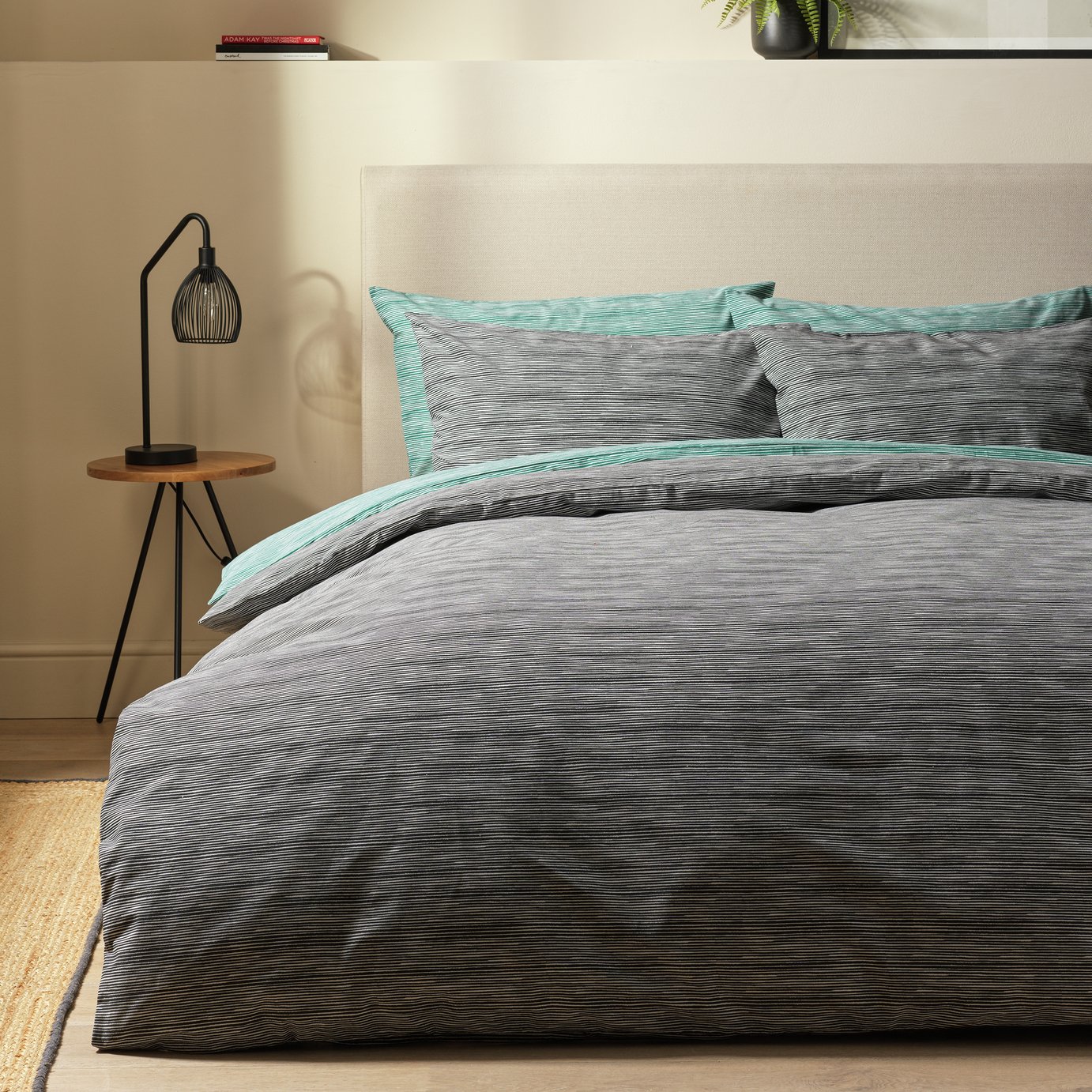 Argos Home Stockholm Stripe Black Bedding Set