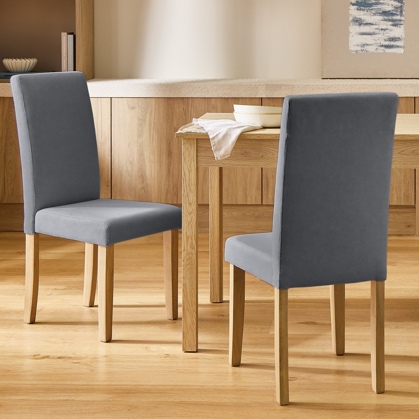 Argos Home Sendi Pair of Fabric Chair - Grey