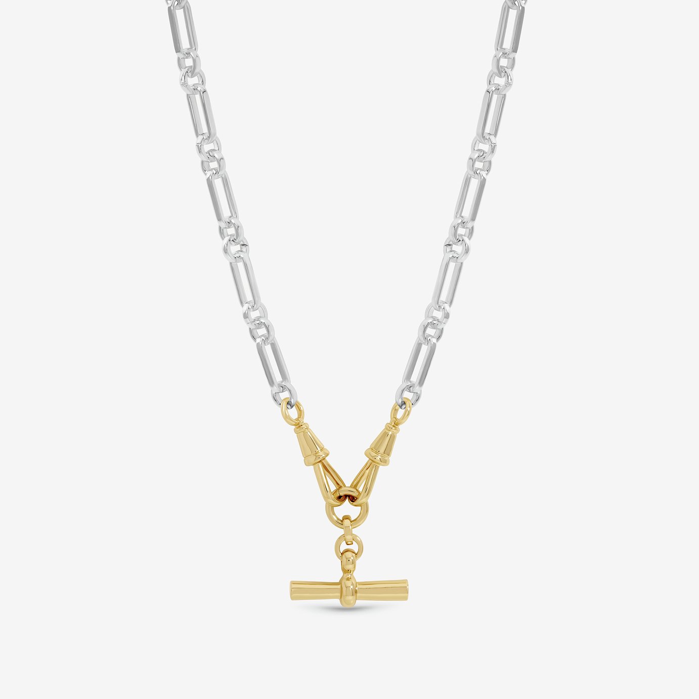 Inicio Duotone T-Bar Pendant Necklace In Gift Pouch
