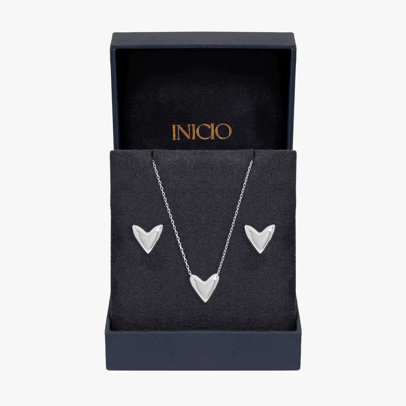 Inicio Sterling Silver Plating Puff Heart Set